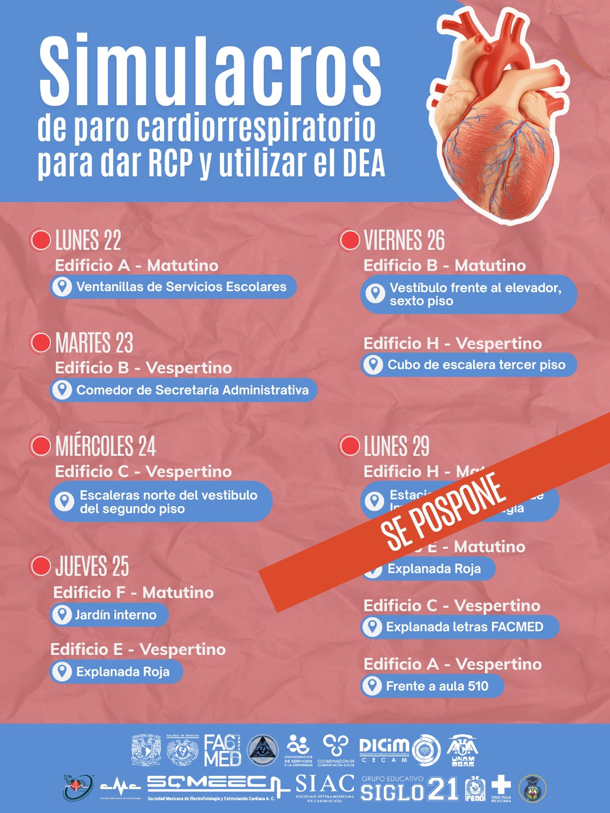 Simulacros pospuestos